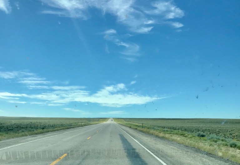 Typical highway scenery in Wyoming 
